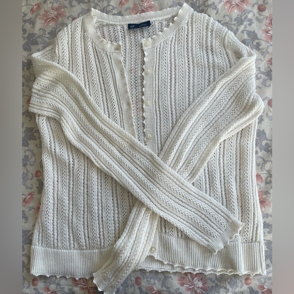 GAP Women's Ivory Pointelle Cardigan
